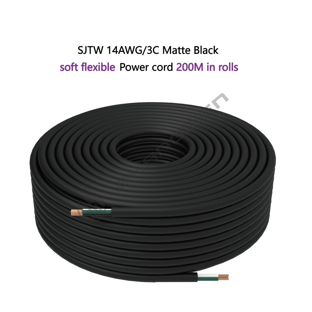 SJTW 14AWG/3C Matte Black Power cord UL